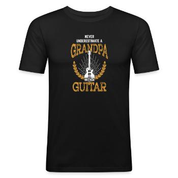 Papy guitariste guitare guitare électrique guitare électrique cadeau - T-shirt près du corps Homme - noir - Devant - Nik (191cm)