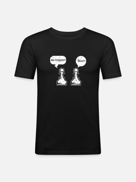 Joueur d'échecs Pièce d'échecs - T-shirt près du corps Homme - noir