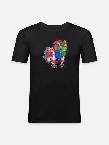 Triceratops robot dinosaur - Herre Slim Fit T-Shirt - sort