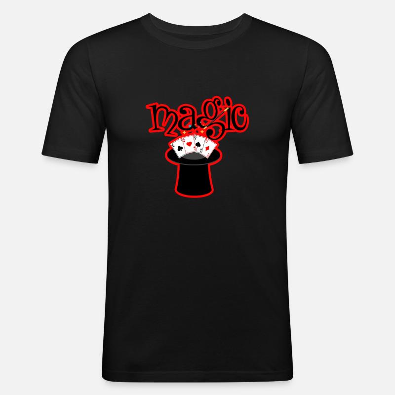 MAGIC Magier mit Zaubertricks - Männer Slim Fit T-Shirt - Schwarz