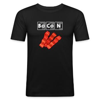 Bacon Science Periodensystem Wissenschaft Forscher - Männer Slim Fit T-Shirt - Schwarz - Vorne - Nik (191cm)