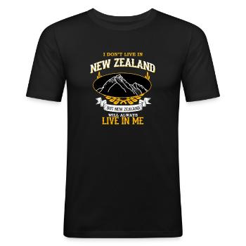 Neuseeland - Männer Slim Fit T-Shirt - Schwarz - Vorne - Nik (191cm)