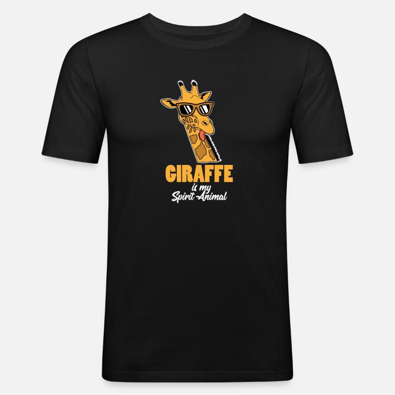 Giraffe - Männer Slim Fit T-Shirt - Schwarz