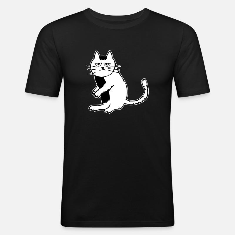 katze müde - Männer Slim Fit T-Shirt - Schwarz