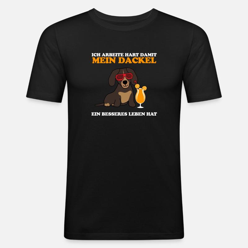 dackel - Männer Slim Fit T-Shirt - Schwarz