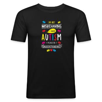 Autismus - Männer Slim Fit T-Shirt - Schwarz - Vorne - Nik (191cm)