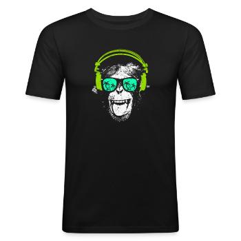 Monkey DJ - Men's Slim Fit T-Shirt - black - Front - Nik (191cm)