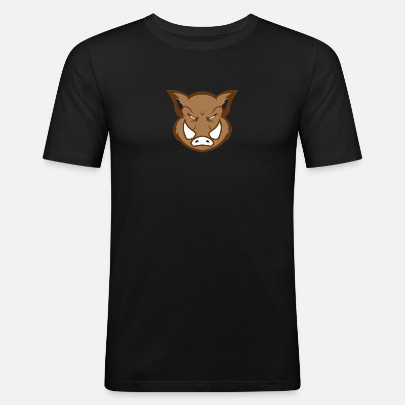 Wildschwein - Männer Slim Fit T-Shirt - Schwarz