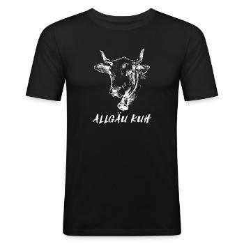 Allgäu Kuh Heimat - Männer Slim Fit T-Shirt - Schwarz - Vorne - Nik (191cm)
