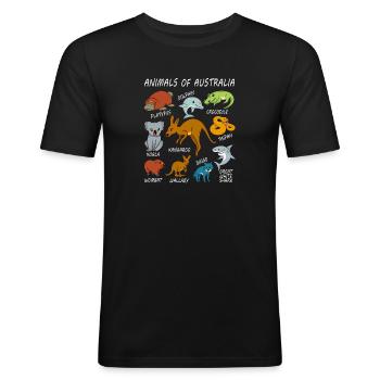 Animals Of Australia - Männer Slim Fit T-Shirt - Schwarz - Vorne - Nik (191cm)