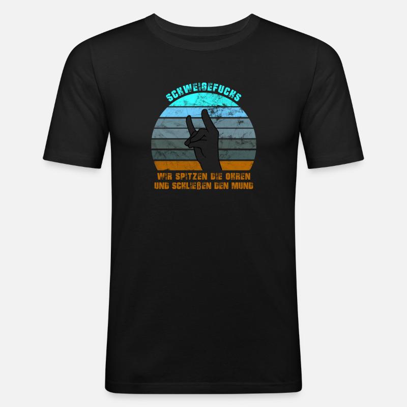 SCHWEIGEFUCHS - Männer Slim Fit T-Shirt - Schwarz
