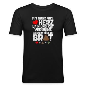 Mit ganz viel Herz Urin und Kot wahrer Spruch - Männer Slim Fit T-Shirt - Schwarz - Vorne - Nik (191cm)