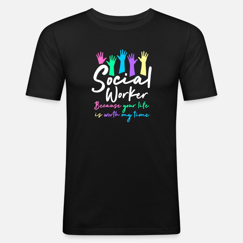 Sozialarbeiter - Männer Slim Fit T-Shirt - Schwarz