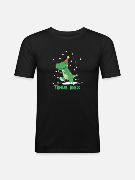 Weihnachten Tree Rex - Männer Slim Fit T-Shirt - Schwarz