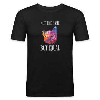 Vegan Tierschutz Not The Same But Equal Veganer - Männer Slim Fit T-Shirt - Schwarz - Vorne - Nik (191cm)