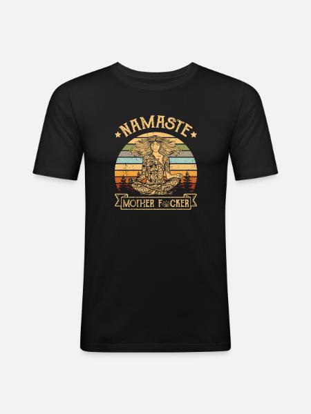 Namaste Yoga Mother - Männer Slim Fit T-Shirt - Schwarz