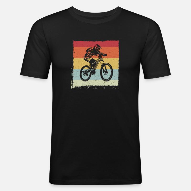 MTB Downhill - Männer Slim Fit T-Shirt - Schwarz