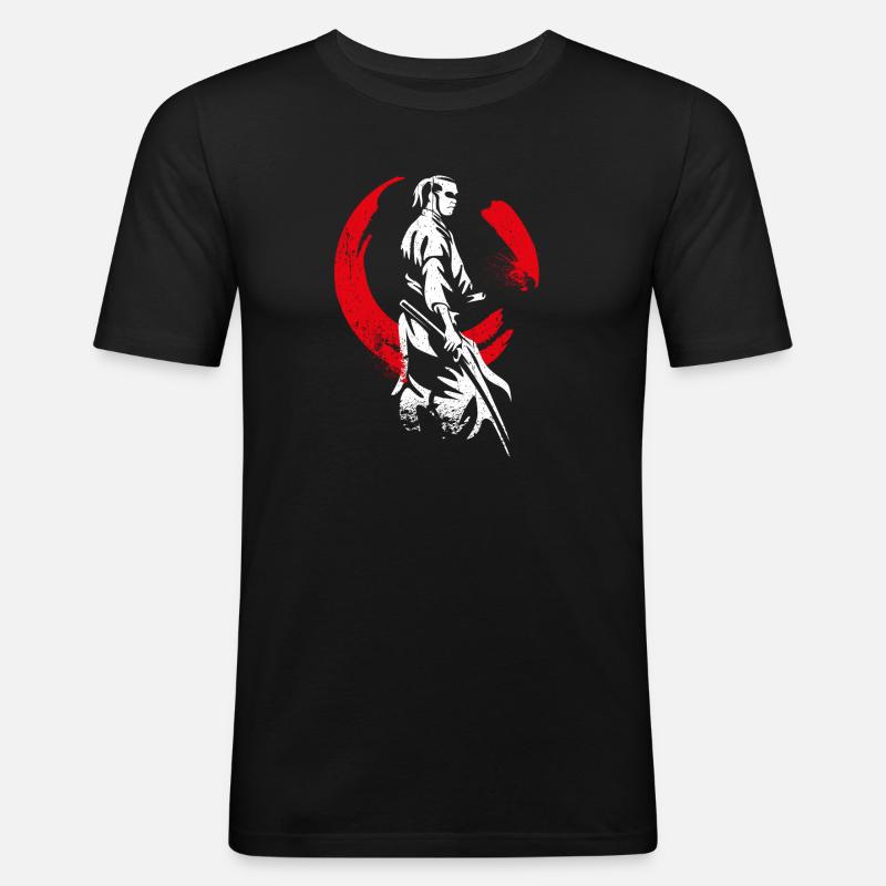 Samurai Ronin - Männer Slim Fit T-Shirt - Schwarz
