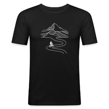 Vélo montagnes Vélo Cadeau - T-shirt près du corps Homme - noir - Devant - Nik (191cm)