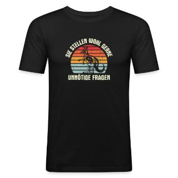 Sie Stellen Wohl Gerne Unnötige Fragen Retro Kängu - Männer Slim Fit T-Shirt - Schwarz - Vorne - Nik (191cm)