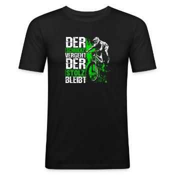 Mountainbike MTB Geschenk BMX Kleidung MTB Spruch - Männer Slim Fit T-Shirt - Schwarz - Vorne - Nik (191cm)