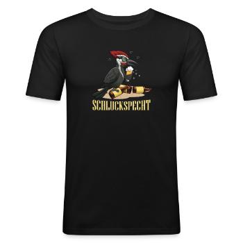 Schluckspecht Bier Alkohol Saufen Party Feiern - Männer Slim Fit T-Shirt - Schwarz - Vorne - Nik (191cm)