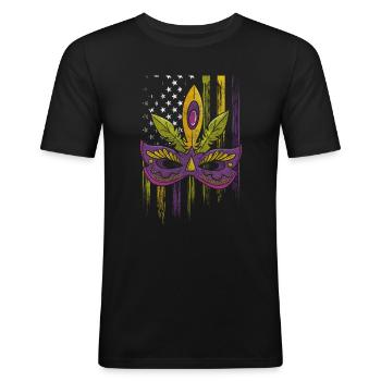 Mardi Gras Celebration Louisiana Beads - Men's Slim Fit T-Shirt - black - Front - Nik (191cm)
