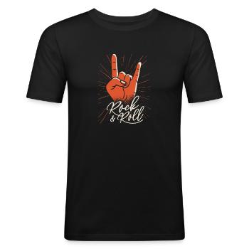 Rock and roll - T-shirt près du corps Homme - noir - Devant - Nik (191cm)