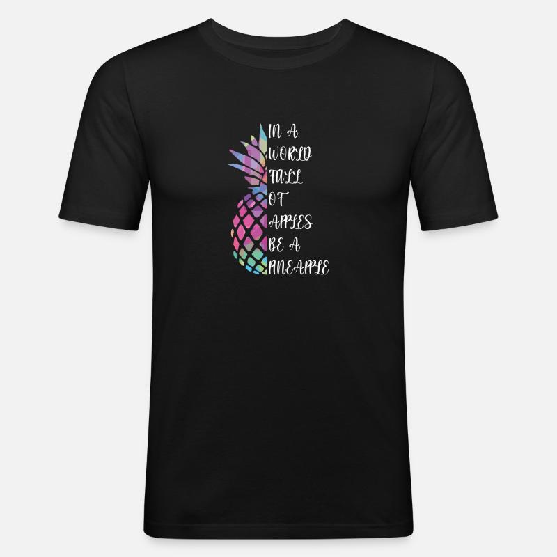 Pineapple - Männer Slim Fit T-Shirt - Schwarz