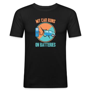 Bæredygtighed - Herre Slim Fit T-Shirt - sort - Foran - Nik (191cm)