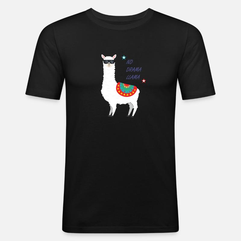 Lama - Männer Slim Fit T-Shirt - Schwarz