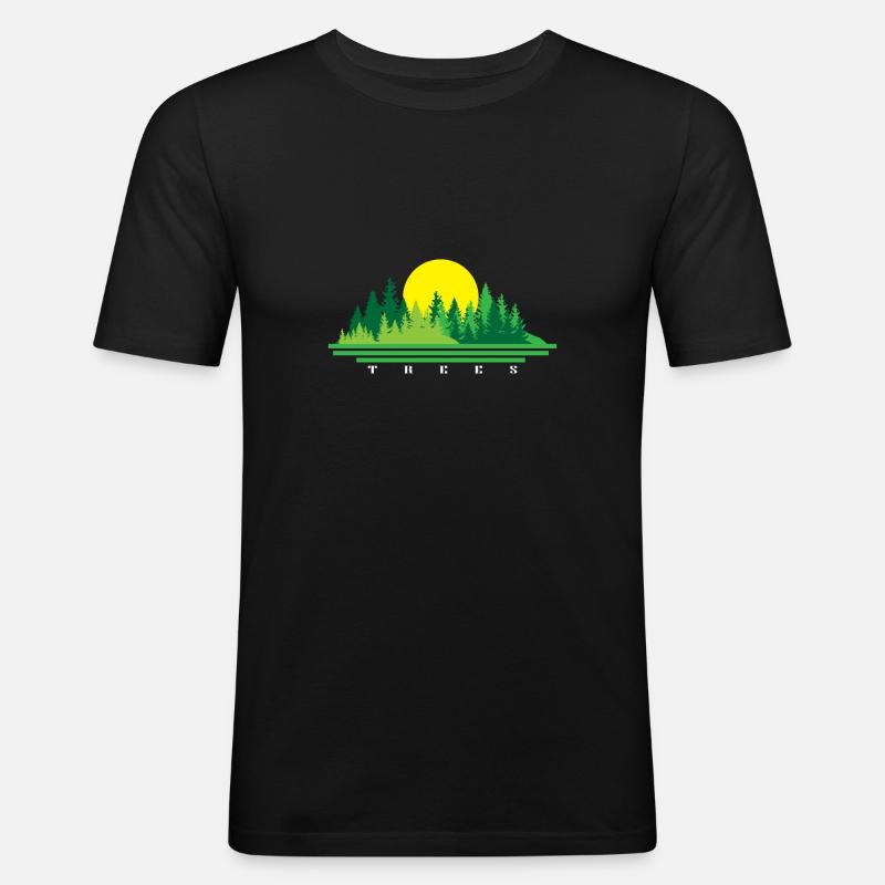 Baum - Männer Slim Fit T-Shirt - Schwarz