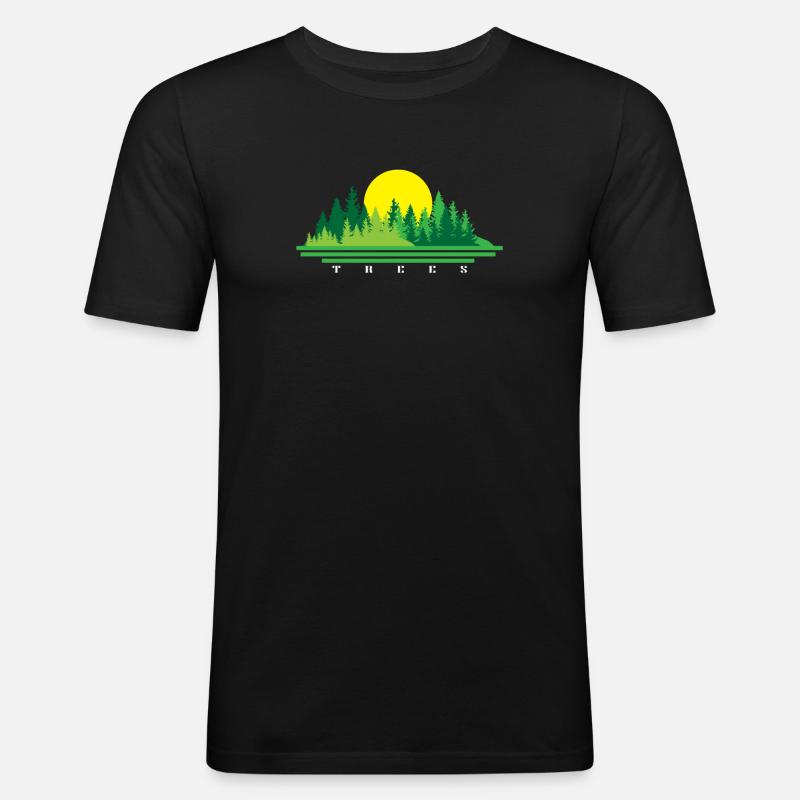 Baum - Männer Slim Fit T-Shirt - Schwarz