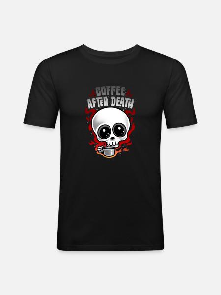 CAFÉ APRÈS LA MORT - T-shirt près du corps Homme - noir