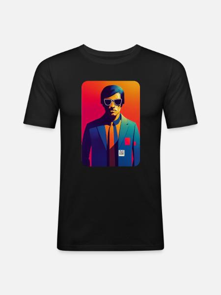 skate worm design #152 - Männer Slim Fit T-Shirt - Schwarz