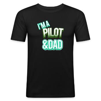Je suis pilote et papa - T-shirt près du corps Homme - noir - Devant - Nik (191cm)
