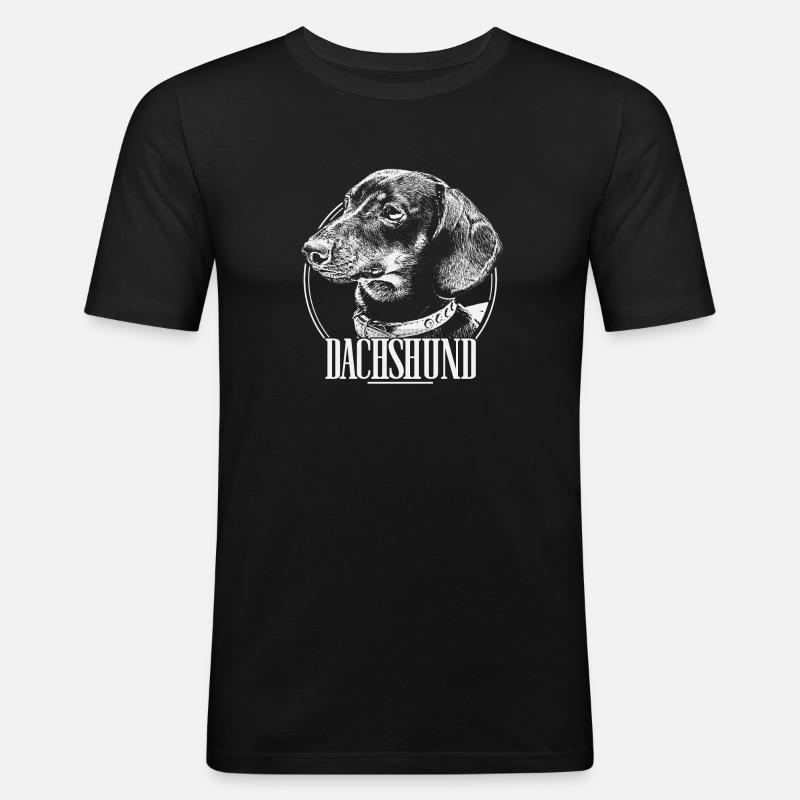 Dachshund Dackel Teckel - Männer Slim Fit T-Shirt - Schwarz