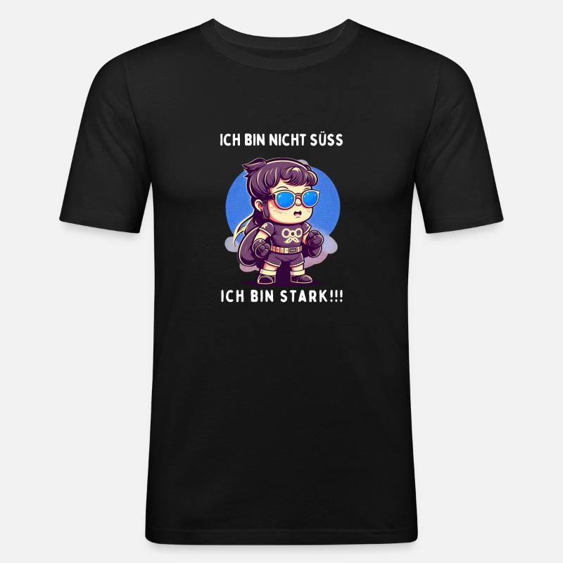 Ich bin nicht süß, ich bin stark!!! - Männer Slim Fit T-Shirt - Schwarz
