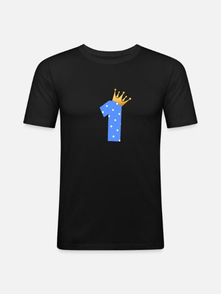 1st verjaardag eerste verjaardag cadeau - Mannen slim fit T-shirt - zwart