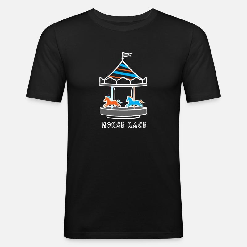Pferde Karussell - Männer Slim Fit T-Shirt - Schwarz