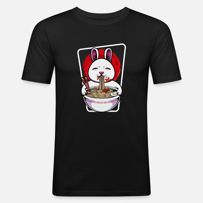 Ramen Rabbit - Men's Slim Fit T-Shirt - black