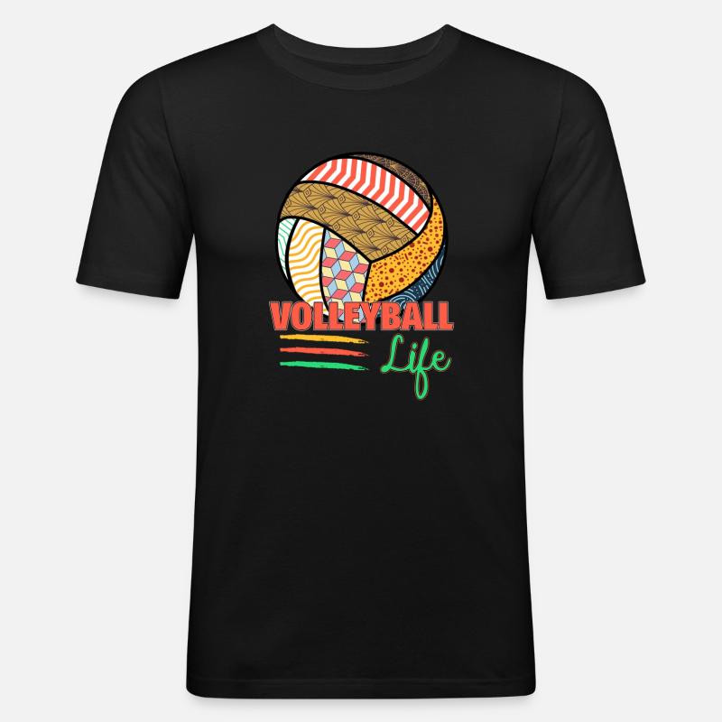 Volleyball Leben - Männer Slim Fit T-Shirt - Schwarz
