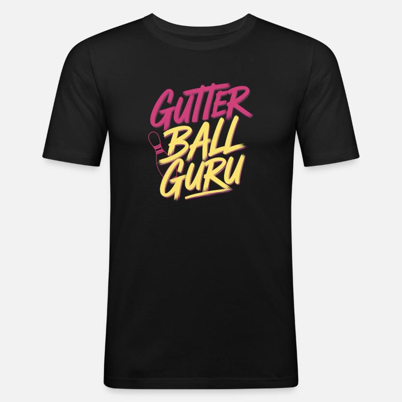 Gutter Ball Guru 13 - Männer Slim Fit T-Shirt - Schwarz