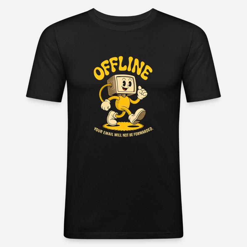 Offline Büro PC Emails Computer - Männer Slim Fit T-Shirt - Schwarz