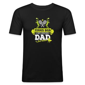 Tennis Vater cooler Papa - Männer Slim Fit T-Shirt - Schwarz - Vorne - Nik (191cm)