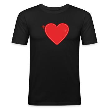 herz - Männer Slim Fit T-Shirt - Schwarz - Vorne - Nik (191cm)