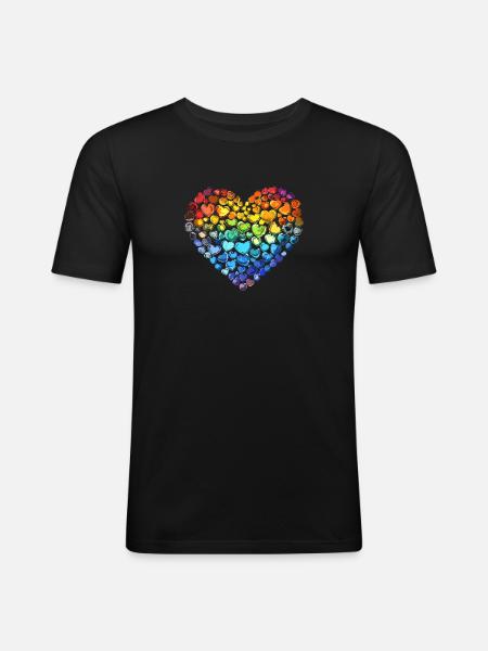 Rainbow Heart - Men's Slim Fit T-Shirt - black