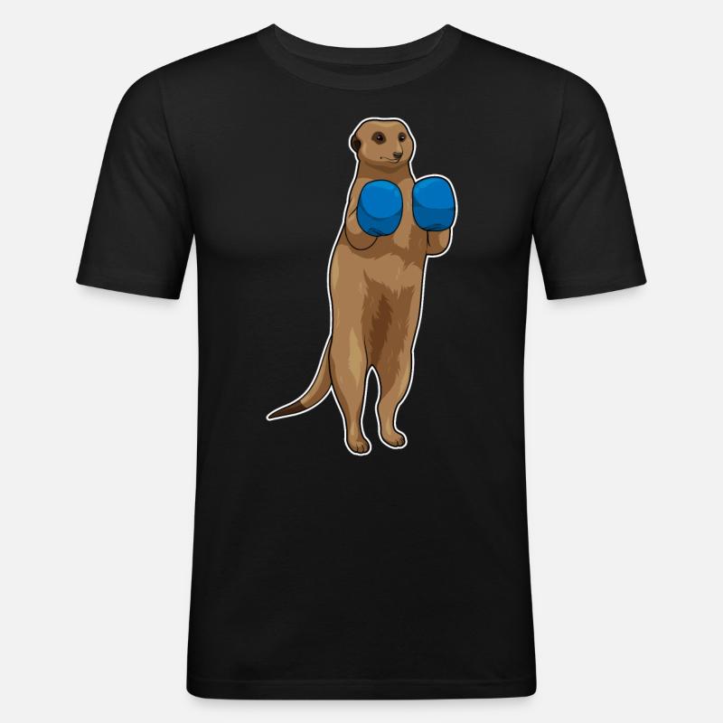 Erdmännchen Boxer Boxhandschuhe - Männer Slim Fit T-Shirt - Schwarz