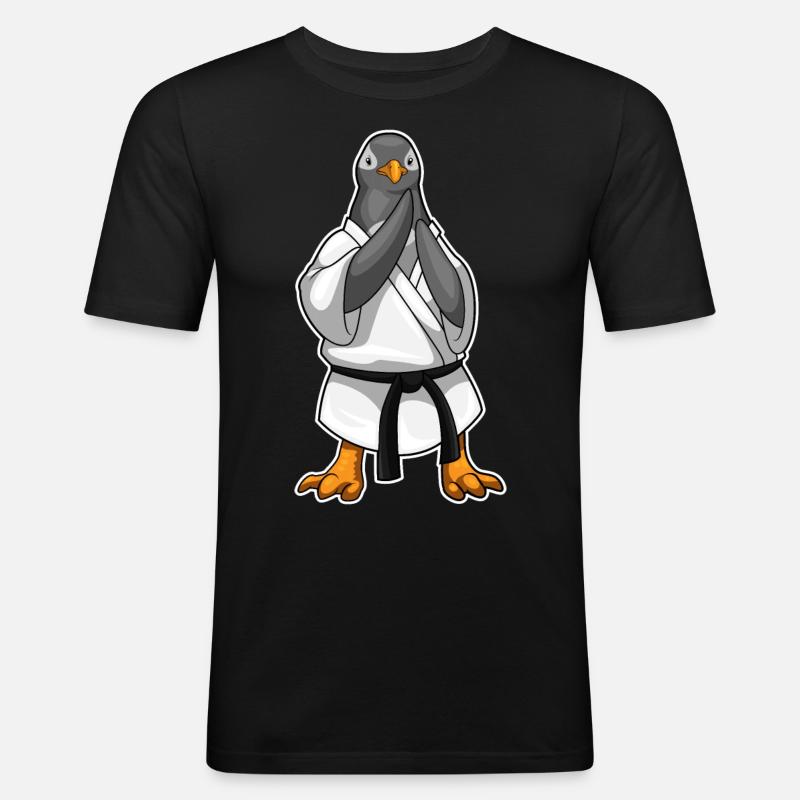 Pinguin Karate Kampfkunst - Männer Slim Fit T-Shirt - Schwarz