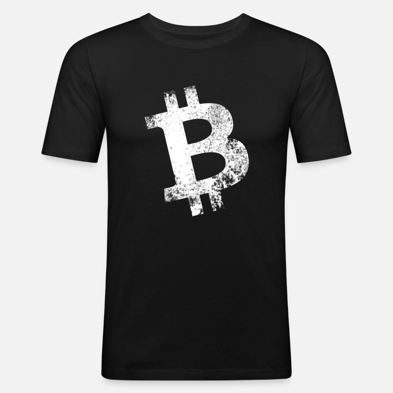 Bitcoin Krypto - Männer Slim Fit T-Shirt - Schwarz